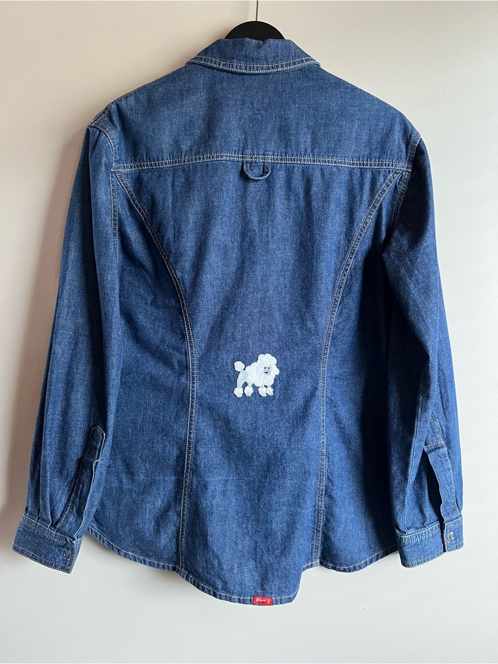 Roar Western Premium Stitchworks Denim Button Up Shirt Medium Poodle Patch